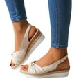 thumbnail image 1 of Hurxie Women's Wedge Platform Sandals Dressy Comfortable Summer Open Toe Ankle Strap Buckle Women Sandal Beige 41, 1 of 6