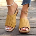 thumbnail image 1 of Hurxie Women’s Wedge Sandal, Comfortable Slip-On with Cushioned Midsole Wedge Heel for Day-to-Night Wear Yellow 40, 1 of 6