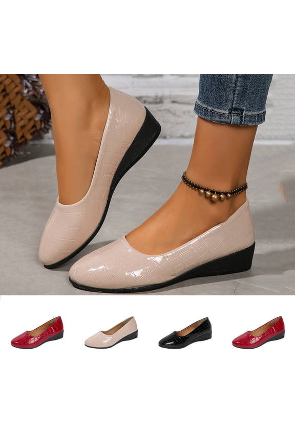 Women's Wedges Heels for Women Pumps Round Toe Mid Heels Comfortable Closed Toe Dressy Shoes Women Pumps Wedge Shoes for Wedding Work Office Khaki 36