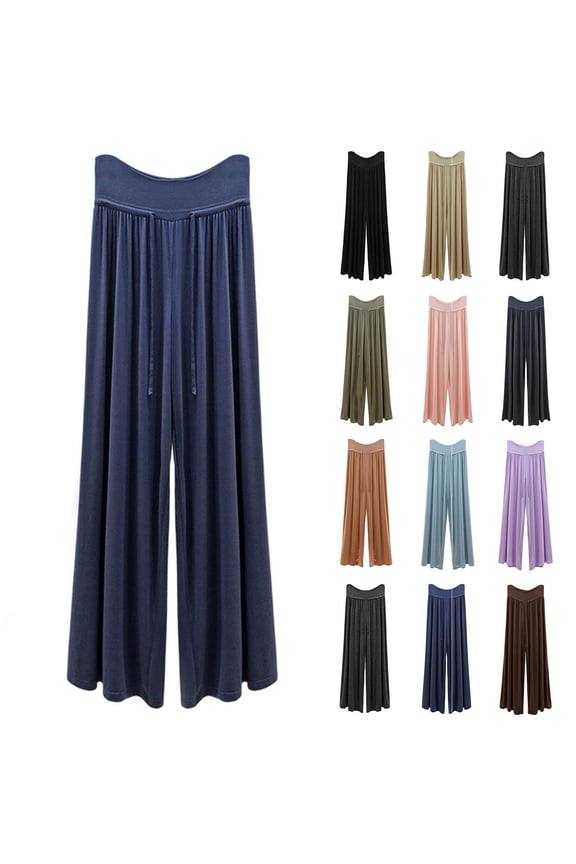 Women's Wide Leg Palazzo Lounge Pants with Pockets Light Weight Loose Comfy Casual Pajama Pants-26/28/30"/32" Inseam Purple,5XL