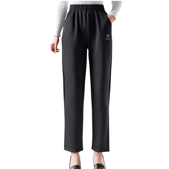 Hurxie Women's Winter Fleece Pants Sherpa Lined Sweatpants Active Running Jogger Pants Black XL