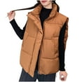 thumbnail image 1 of Hurxie Women's Winter Thicken Puffer Vest Hooded Sleeveless Parka Down Jackets with Pockets Orange M, 1 of 3
