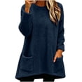 thumbnail image 1 of Hurxie Women's Winter Warm Sherpa Lined Fleece Crewneck Sweatshirt Pullover Loungewear Tunic Tops with Pockets, 1 of 5