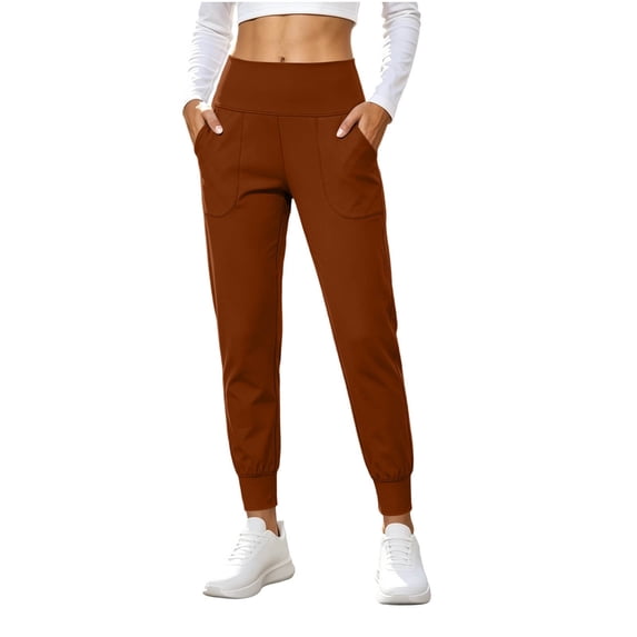 Hurxie Women's Workout Joggers Pants Lightweight Lounge Leggings Side Pockets Elastic Waistband Tummy control for Yoga, Running