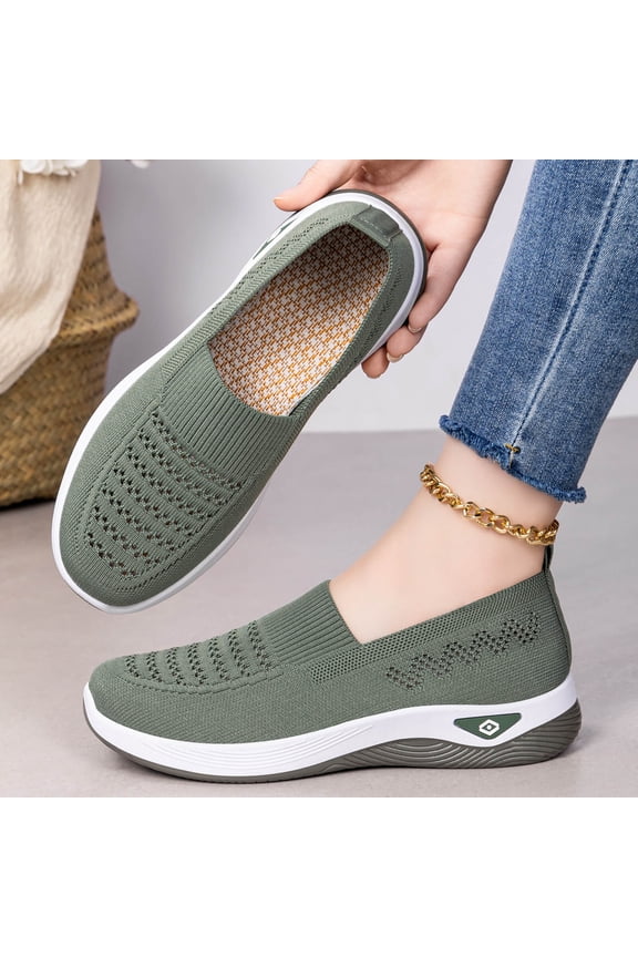 Women's Woven Orthopedic Breathable Soft Shoes Arch Support, Foam Shoes Walking Anti-Skid Sports Shoes Green 6