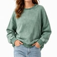 thumbnail image 1 of Hurxie Womens Acid Washed Cotton Crewneck Sweatshirt Long Sleeve Pullover Vintage Casual Y2K Streetwear Sweatshirts, 1 of 7