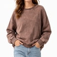 thumbnail image 1 of Hurxie Womens Acid Washed Cotton Crewneck Sweatshirt Long Sleeve Pullover Vintage Casual Y2K Streetwear Sweatshirts, 1 of 7