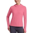 thumbnail image 1 of Hurxie Womens Athletic Jacket Hoodie Zip Up Cropped Lightweight Jackets UPF 50+ Sun Protection Long Sleeve Workout Shirt Pink,S, 1 of 7