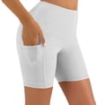 thumbnail image 1 of Hurxie Womens Biker Shorts with Pockets 3 Inches - High Waisted Volleyball Workout Athletic Yoga White,5XL, 1 of 7