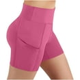 thumbnail image 1 of Hurxie Womens Biker Yoga Shorts with Pocket, High Waisted Tummy Control Workout Athletic Gym Shorts Hot Pink,3XL, 1 of 7