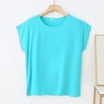 thumbnail image 1 of Hurxie Womens Cap Sleeve T Shirts Crewneck Loose Fit Crop Tops Summer Casual Tee Fashion Trendy Clothes Sky Blue,3XL, 1 of 5