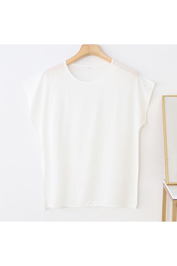 Womens Cap Sleeve T Shirts Crewneck Loose Fit Crop Tops Summer Casual Tee Fashion Trendy Clothes White,3XL