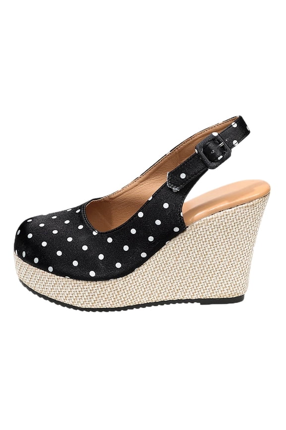 Womens Closed Toe Platform Espadrilles Lace Wedge Heel Sandals Black 6