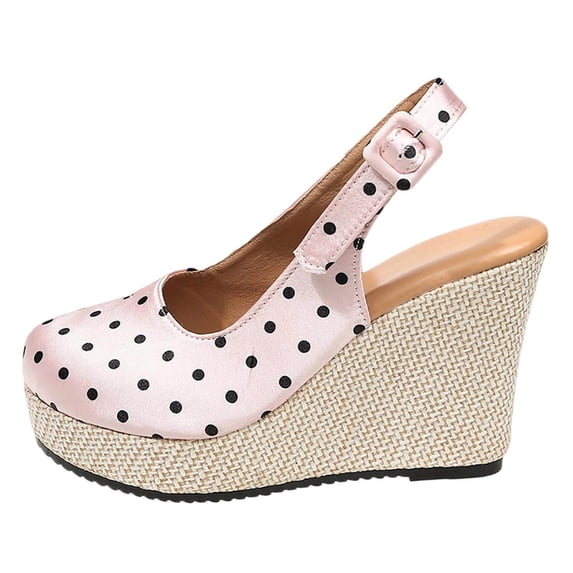 Hurxie Womens Closed Toe Platform Espadrilles Lace Wedge Heel Sandals Pink 6