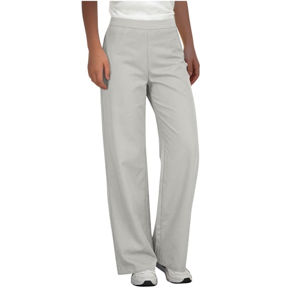 Hurxie Womens Dress Pants Pull On Wide Leg Stretchy Work Pants Women Business Casual Outfits Slacks for Women Trousers Gray S