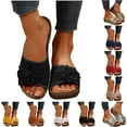 thumbnail image 1 of Hurxie Womens Dressy Flower Wedge Sandals Casual Comfort Open Toe Sandals,with Arch Support Summer Boho Beach Slides Brown 41, 1 of 6