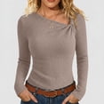 thumbnail image 1 of Hurxie Womens Fall Long Sleeve Asymmetrical Y2K Tops Cozy Ribbed Fabric, Slim Fitted Shirts, Basic Tees, Lightweight Sweater Khaki,2XL, 1 of 8