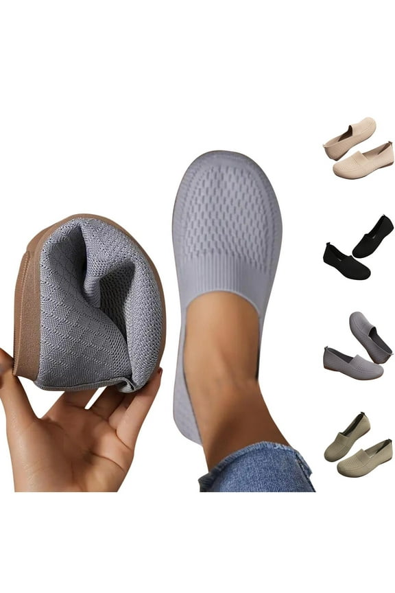 Womens Flat Shoes Wide Toe Box Knitted Flats Comfort Wide Width Walking Flats Green 36