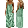 thumbnail image 1 of Hurxie Womens Flowy Maxi Dress Sleeveless Summer Sundresses Adjustable Straps Long Beach Sun Dresses with Pockets Green,L, 1 of 7