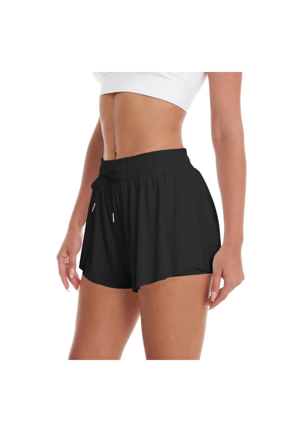 Womens Flowy Shorts Butterfly Shorts for Women with Pocket Athletic Shorts Running Shorts Black,M