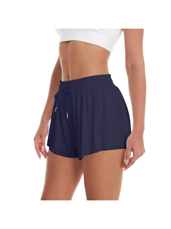 Womens Flowy Shorts Butterfly Shorts for Women with Pocket Athletic Shorts Running Shorts Navy,S