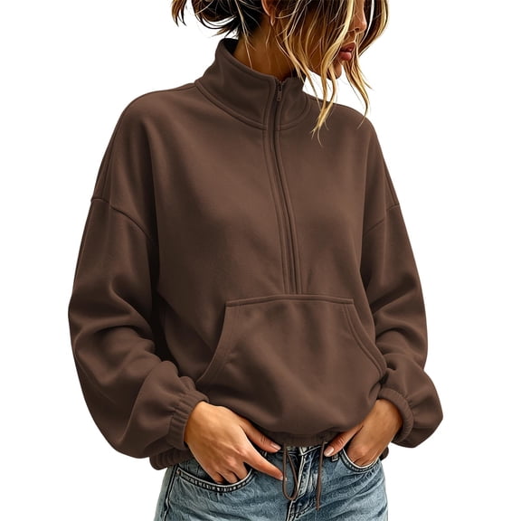 Hurxie Womens Half Zip Pullover Sweatshirt Long Sleeve Quarter Zip Sweatshirts Mock Neck Soft Casual Fall Sweatshirts, Daily Wear