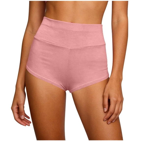 Hurxie Womens High Waist Cutout Booty Shorts Strappy Scrunch Mini Hot Pants Ripped Butt Lift Yoga Sport Rave Dance Bottoms Pink,L