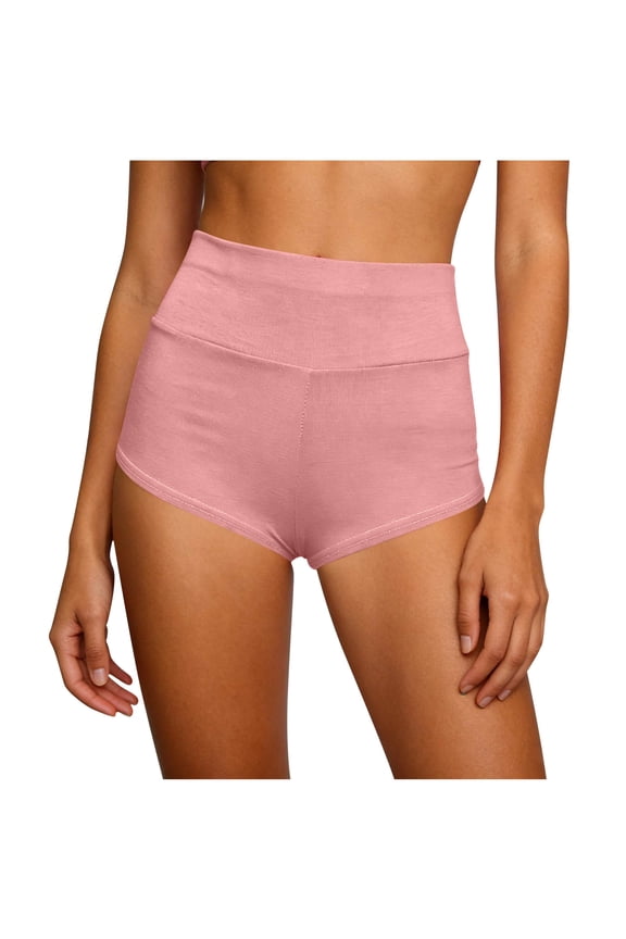 Womens High Waist Cutout Booty Shorts Strappy Scrunch Mini Hot Pants Ripped Butt Lift Yoga Sport Rave Dance Bottoms Pink,S
