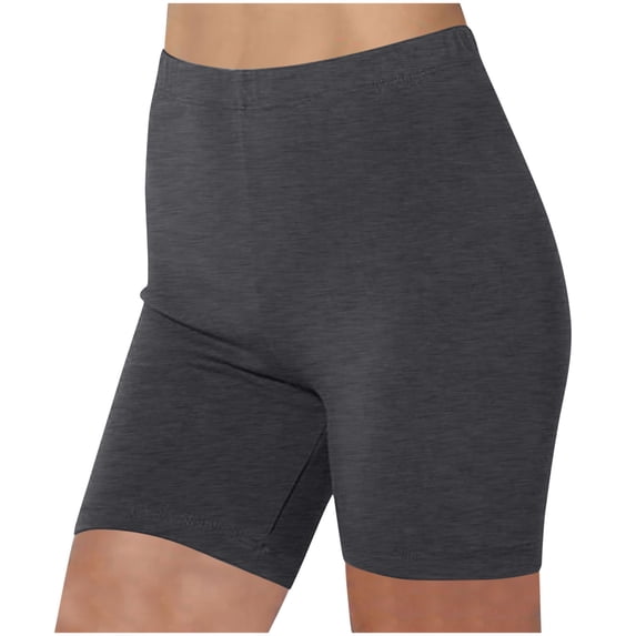Hurxie Womens High Waisted Biker Shorts Ribbed Workout Yoga Running Tummy Control Short Dark Gray XL