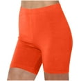 thumbnail image 1 of Hurxie Womens High Waisted Biker Shorts Ribbed Workout Yoga Running Tummy Control Short Orange L, 1 of 4