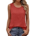 thumbnail image 1 of Hurxie Womens Loose Fit Casual Flowy Tank Tops Square Neck Trendy Sleeveless Summer Tops Clothes Spring Outfits Red,M, 1 of 5