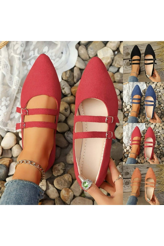 Womens Mary Jane Flats with Strap,Flats Shoes Women Dressy Comfortable Red 41