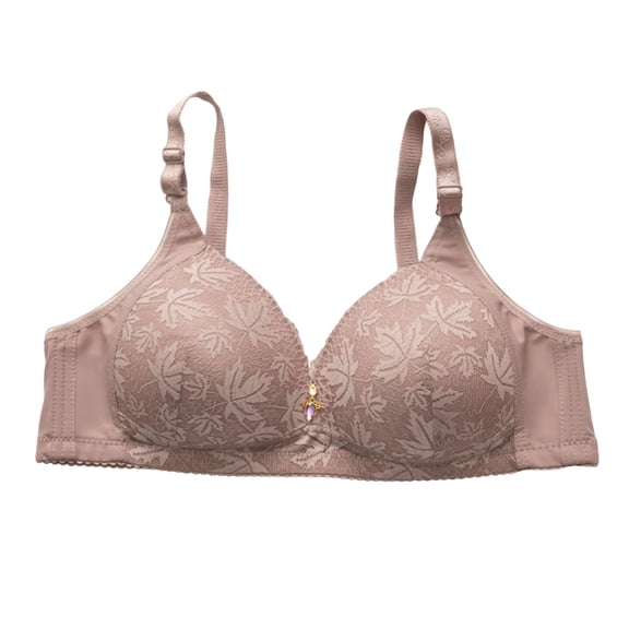 Hurxie Womens No Underwire Bras Supportive Scalloped V Neck Tshirt Bra Comfortable Wireless Seamless Push Up Coffee ,40