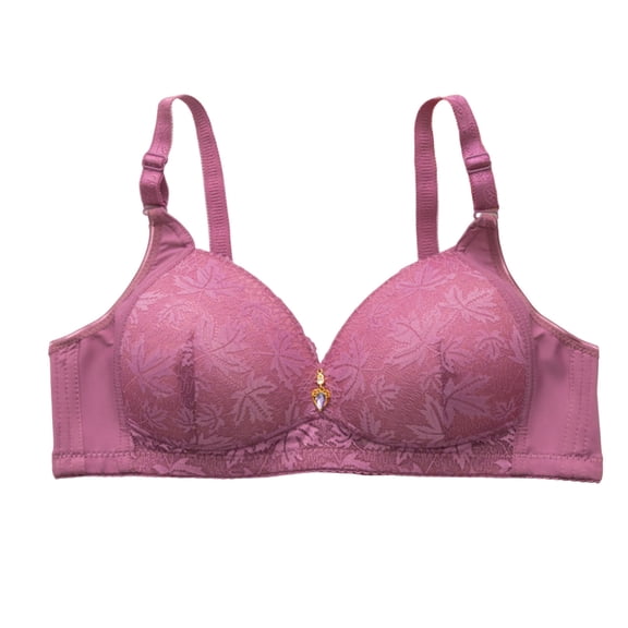 Hurxie Womens No Underwire Bras Supportive Scalloped V Neck Tshirt Bra Comfortable Wireless Seamless Push Up Pink ,44