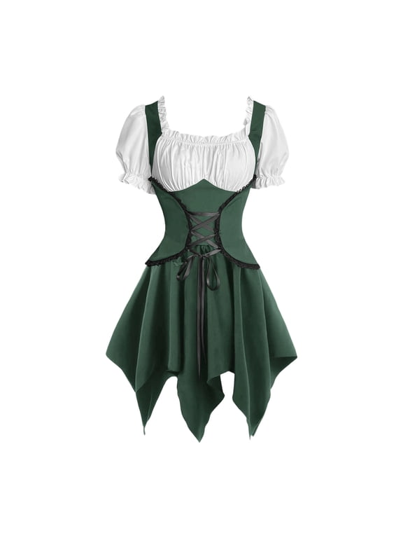 Womens Oktoberfest Costume German Dirndl Dress Bavarian Outfit Velvet Halloween Costume