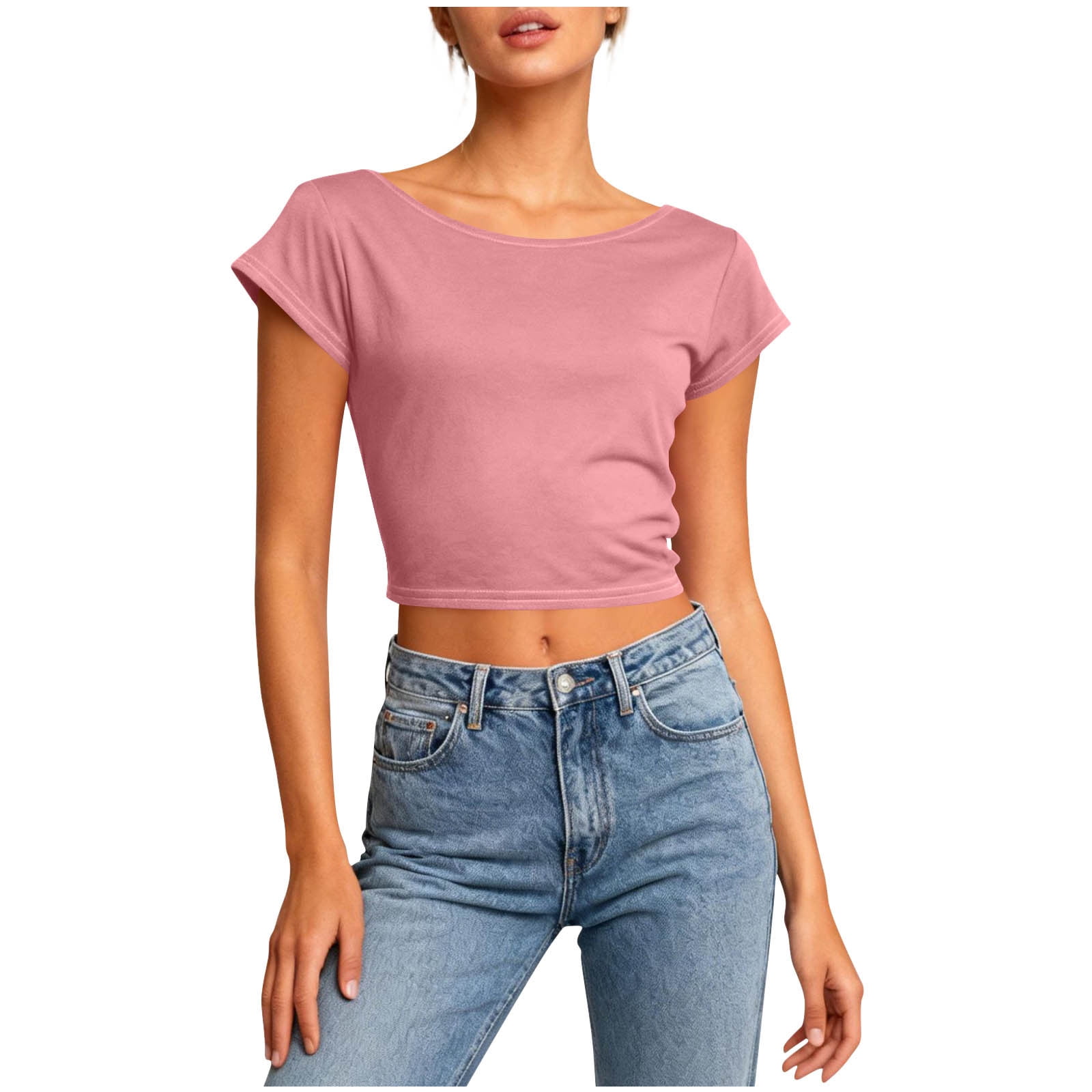 Hurxie Womens Open Back Tops for Women Trendy Backless Shirt Short — free download