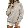 thumbnail image 1 of Hurxie Womens Quarter Zip Pullover Casual Shirts Half Zip Sweatshirts 1/4 Zip Pullover Women Pullover Sweatshirts Beige,L, 1 of 7
