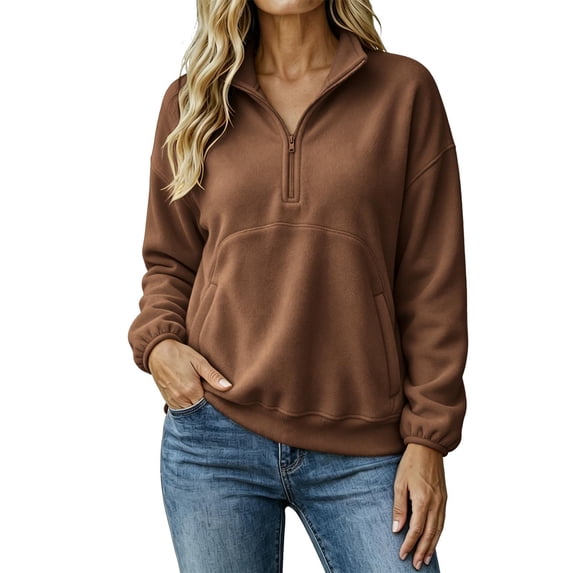 Hurxie Womens Quarter Zip Pullover Casual Shirts Half Zip Sweatshirts Half Zip Pullover Women Fall Winter Athletic Clothes
