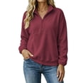 thumbnail image 1 of Hurxie Womens Quarter Zip Pullover Casual Shirts Half Zip Sweatshirts Half Zip Pullover Women Fall Winter Athletic Clothes, 1 of 6