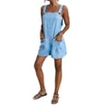 thumbnail image 1 of Hurxie Womens Rompers for Summer Casual Sleeveless Bib Short Overalls Loose Adjustable Jumpsuit with Pockets Light Blue,XL, 1 of 6