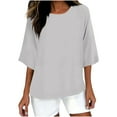 thumbnail image 1 of Hurxie Womens Short Sleeve Tops T Shirts Tee Loose Fit Cotton Crewneck Short Sleeves Casual Summer Trendy Gray 5XL, 1 of 4