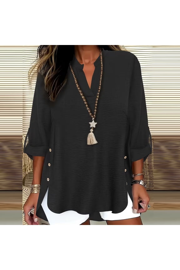 Womens Short Sleeve Tunic Tops Summer Crew Neck Side Split T Shirts Casual Loose Fit Basic Tees Shirts Black 2XL