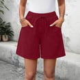 thumbnail image 1 of Hurxie Womens Shorts Lightweight Bermuda Shorts for Women Casual 5 Inch Inseam Summer Linen Shorts with Pockets Wine,L, 1 of 8