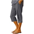 thumbnail image 1 of Hurxie Womens Shorts Lightweight Elastic Waist Drawstring Bermuda Short Knee Length Casual Capri Pants with Pockets Gray,XL, 1 of 5