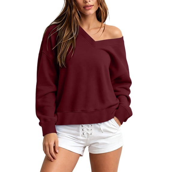 Hurxie Womens Off the Shoulder Sweatshirt Long Sleeve Crop Top | Casual Fall Outfits,Trendy Streetwear Pullover, Comfy Y2K Hoodies,Cute Teen Girl Fashion