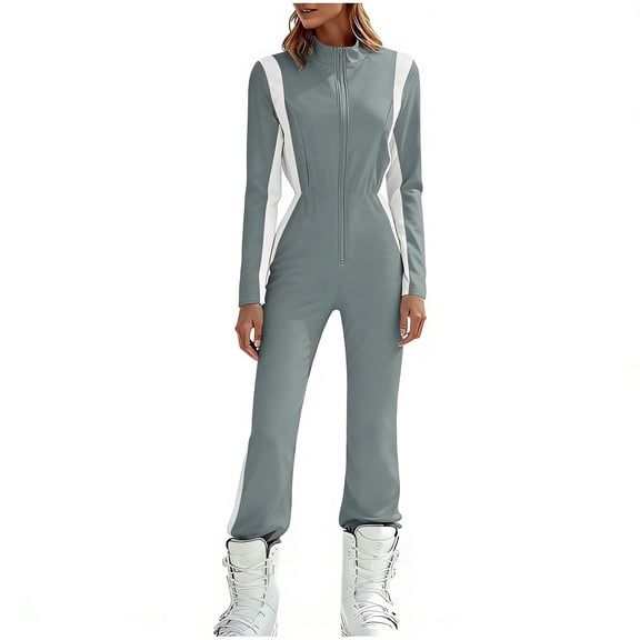 Hurxie Womens Solid Color Long Sleeve Yoga Bodysuit Elastic Workout Onesie Gray ,XL