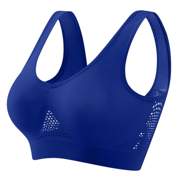 Hurxie Womens Sports Bras Wireless Comfortable Seamless Sleep Yoga Sports Bras for Women with Removable Pads Dark Blue ,XL