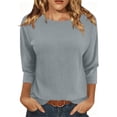 thumbnail image 1 of Hurxie Womens Summer Crochet Tops 3/4 Length Sleeve Sweater Hollow Out Casual Blouses Gray,M, 1 of 6
