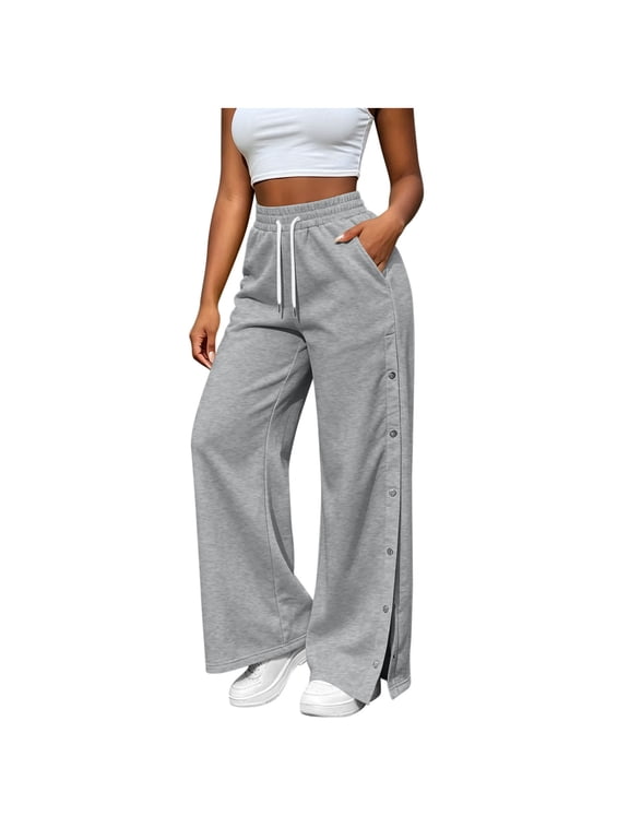 Womens Tear Away Pants Elastic Waist Snap-Button Breakaway Sweatpants for Post-Surgery Recovery