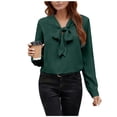 thumbnail image 1 of Hurxie Womens Tops Business Casual Outfits Long Sleeve Shirts Mock Neck Twist Knot Slim Fit Soft Stretch Tees Blouses Army Green 2XL, 1 of 6